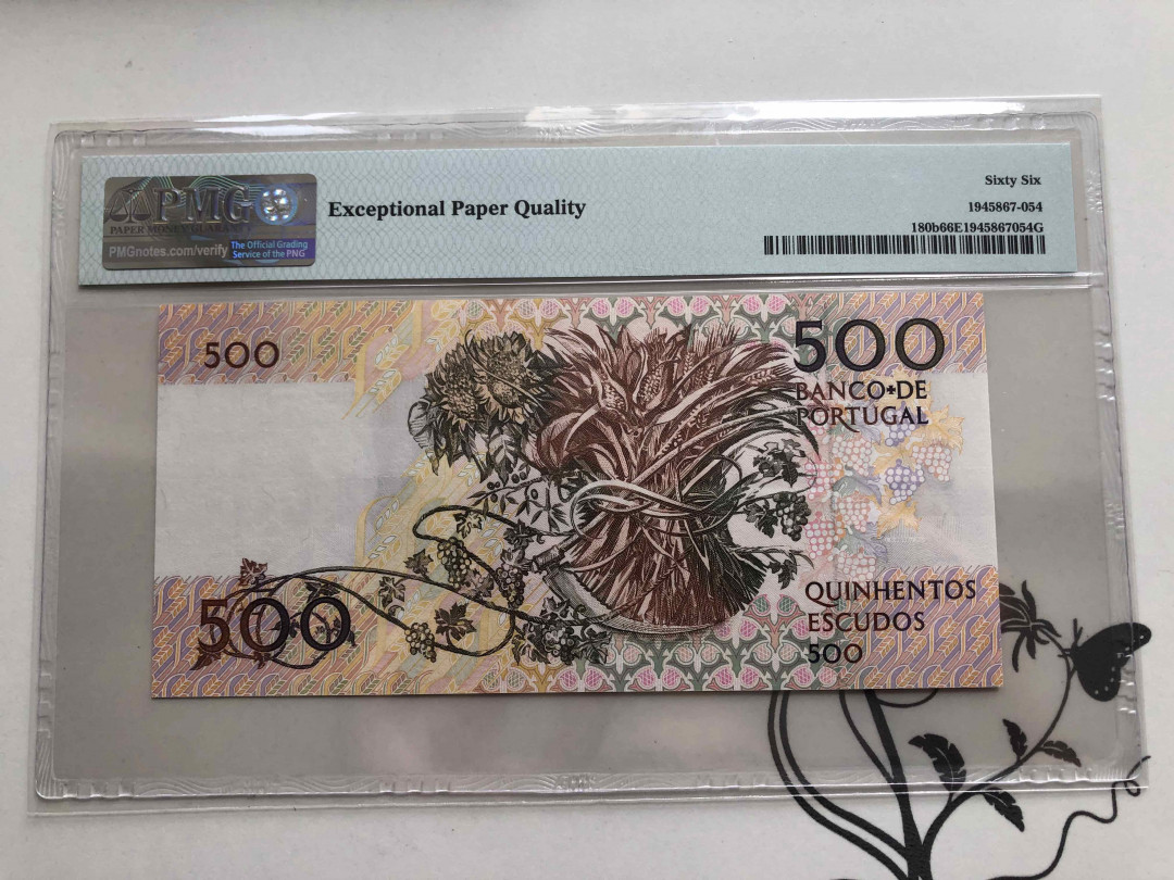【收藏联盟】第143期拍卖——毒蛇传说（共60拍） 葡萄牙 1988年 500埃斯库多 PMG66EPQ