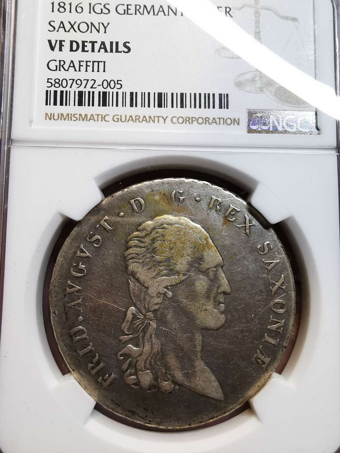 凡希社外币AI第三场 材料铺子 1816萨克森泰勒大银NGC-VFD