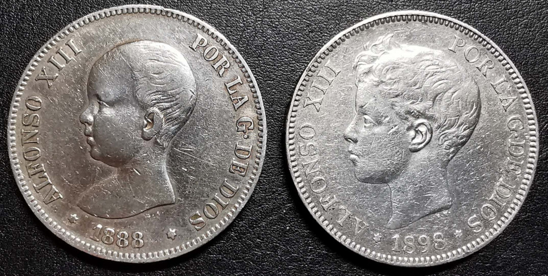 凡希社外币AI第三场 材料铺子 1888/1898西班牙5P大银一对