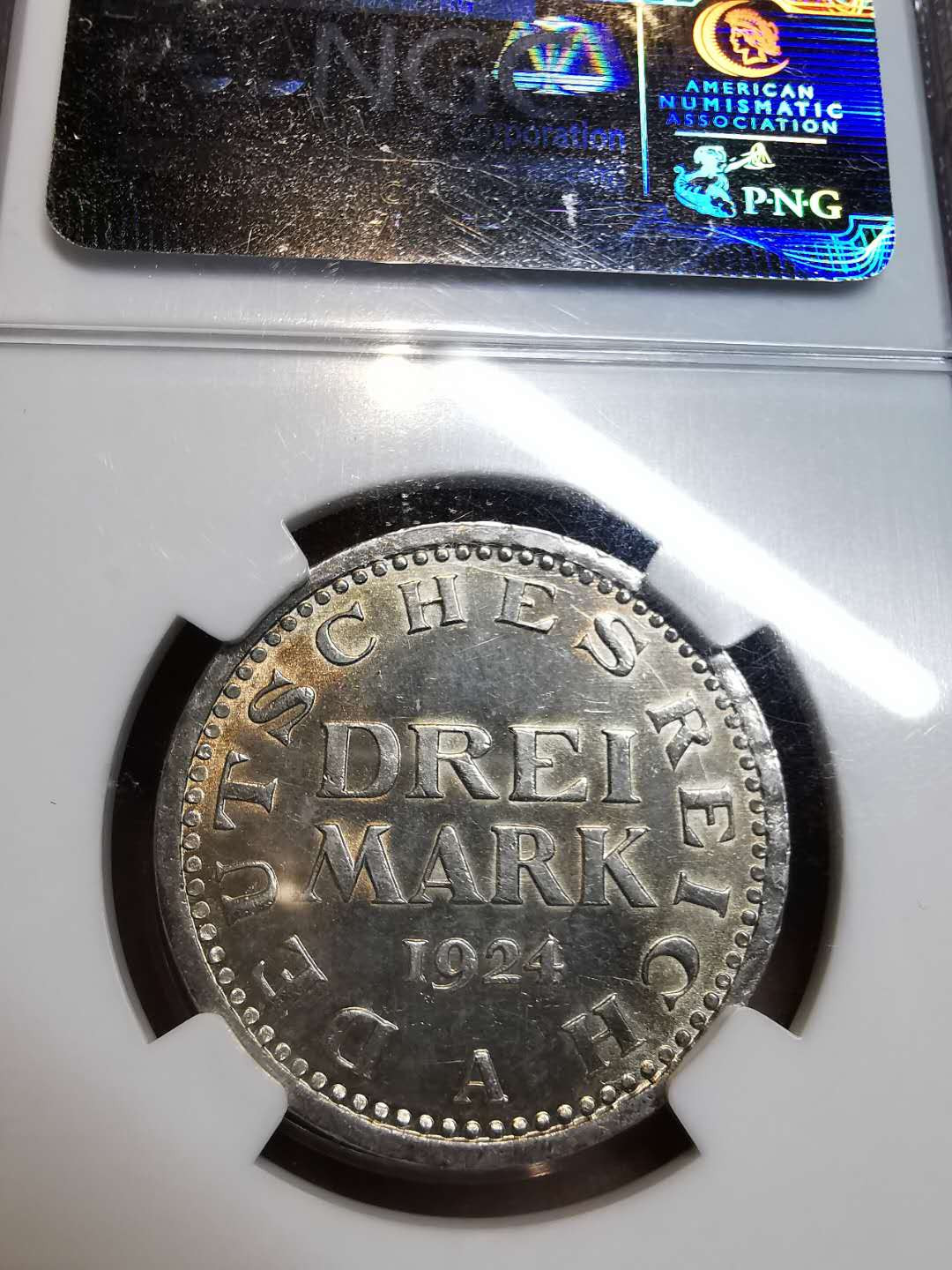 凡希社外币AI第三场 材料铺子 1924魏玛3马克NGC-AUD