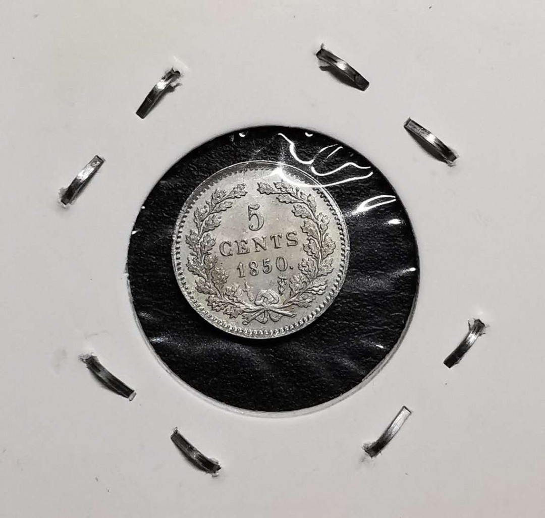 凡希社外币AI第三场 材料铺子 1850荷兰威廉三世5分UNC顶级品