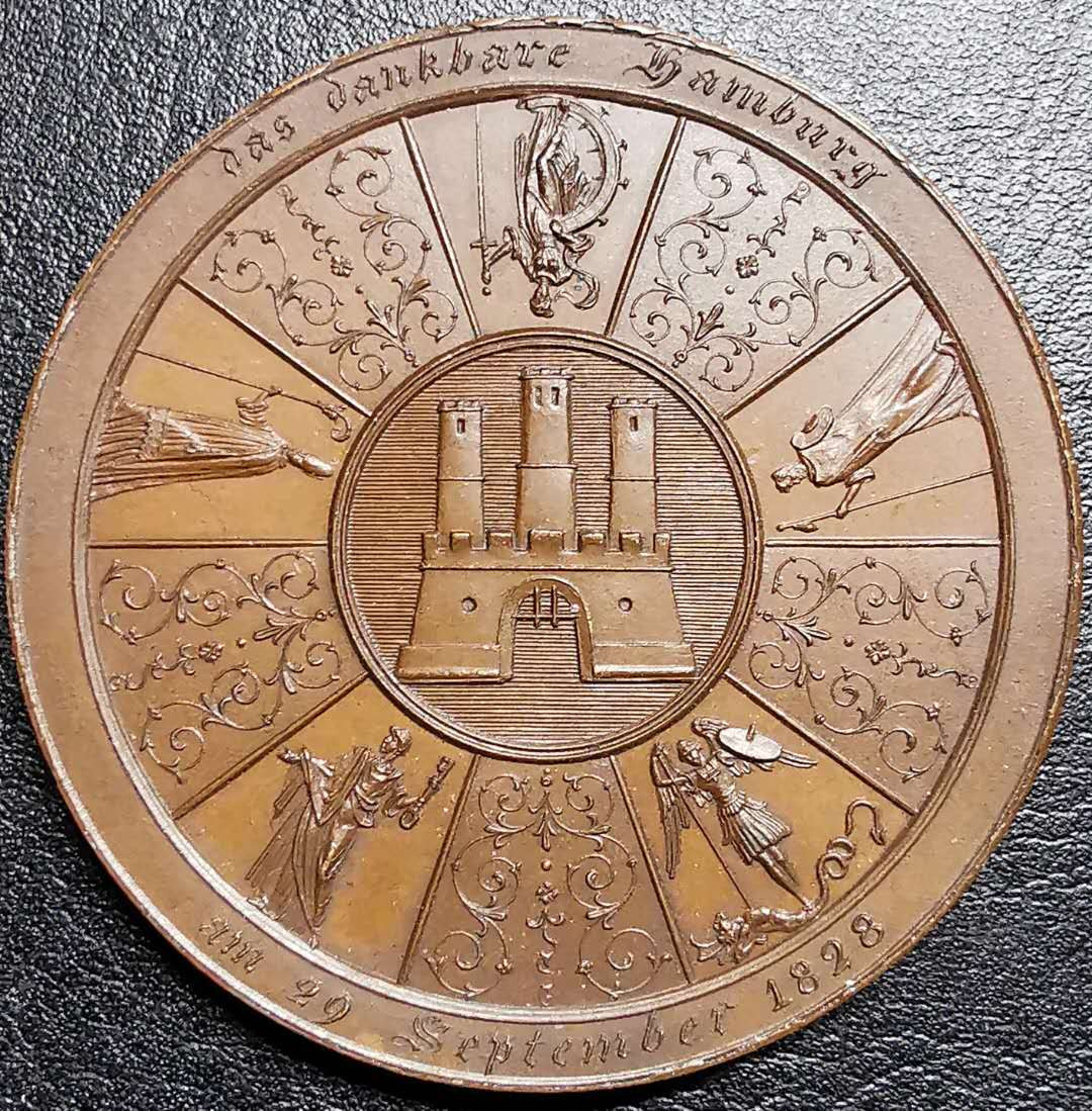 凡希社外币AI第三场 材料铺子 1838汉堡勃兰特300周年纪念铜章UNC 41mm