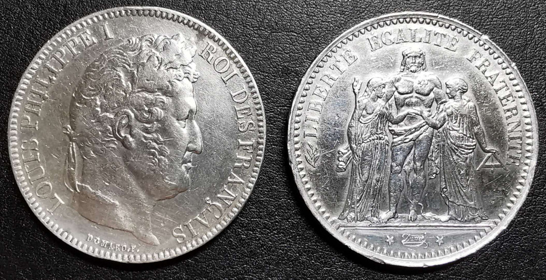 凡希社外币AI第三场 材料铺子 1851/75法国五法郎大银一对