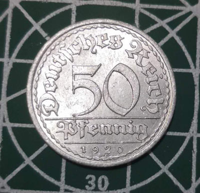 燕姐换藏第三十三拍 1920年德国魏玛50芬尼铝币好品