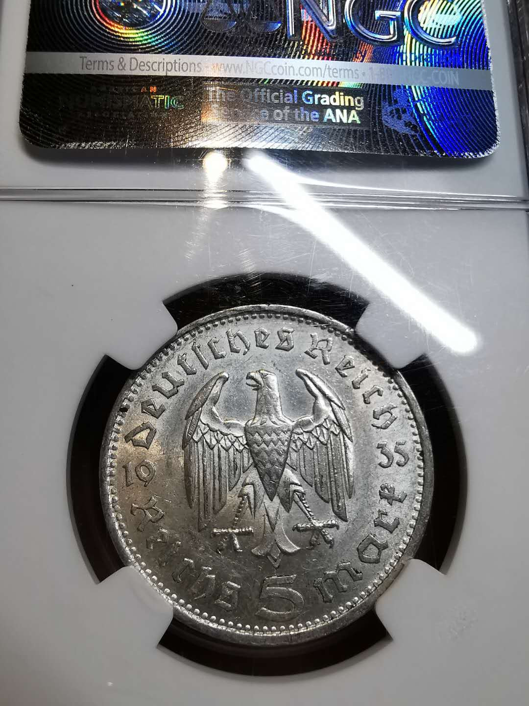 凡希社外币AI第三场 材料铺子 1935兴登堡5马克NGC-AU58