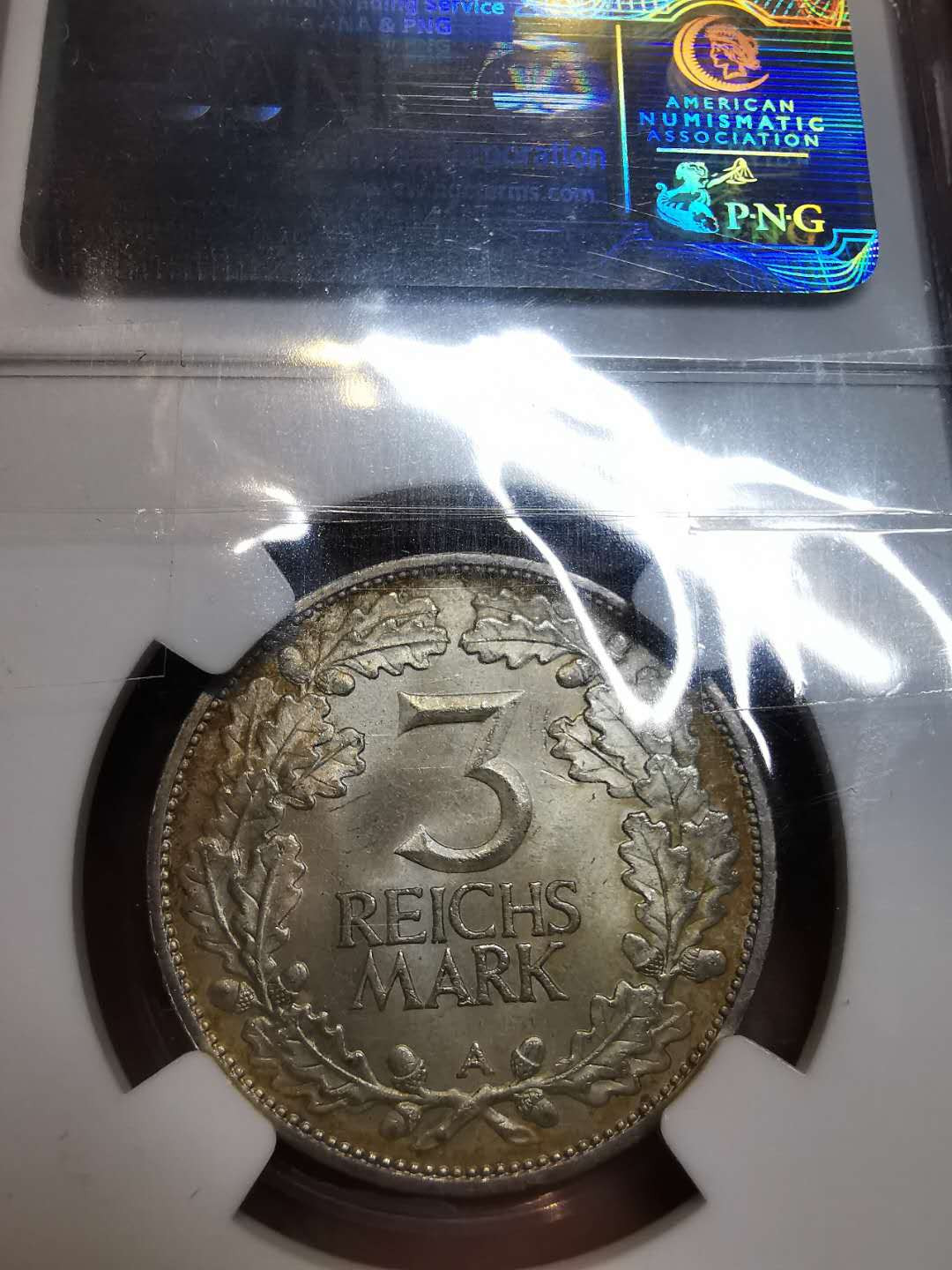 凡希社外币AI第三场 材料铺子 1925魏玛莱茵兰3马克NGC-MS63