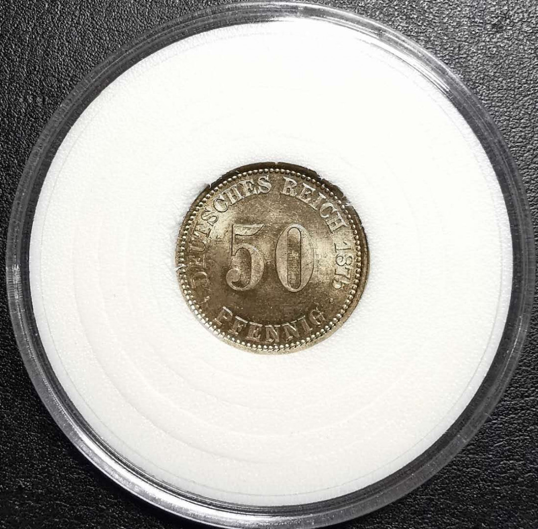 凡希社外币AI第三场 材料铺子 1875德国50芬尼银BU