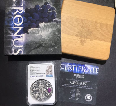 【随心拍&Getcoins】现代钱币第五十四期拍卖 纽埃2018年希腊泰坦神农神镶葡萄2盎司高浮雕银币NGC70