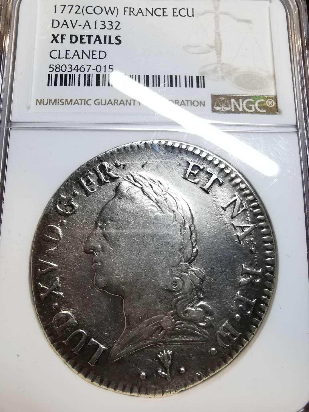 凡希社外币AI第三场 材料铺子 1773法国埃居大银NGC-XFD