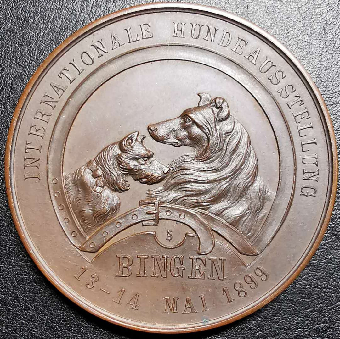 凡希社外币AI第三场 材料铺子 莱茵兰宠物狗博览会纪念铜章UNC 50mm