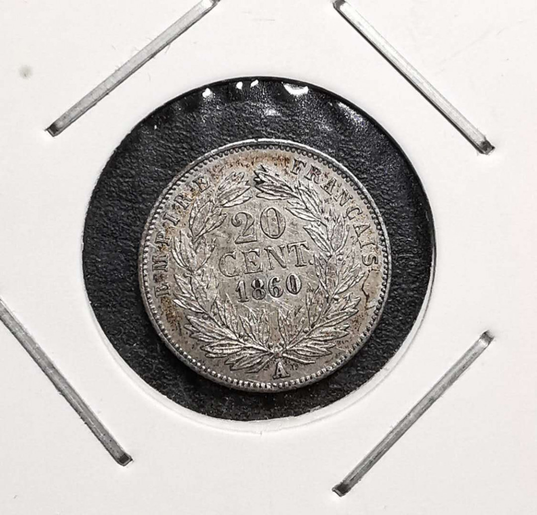 凡希社外币AI第三场 材料铺子 1860法国20分XF