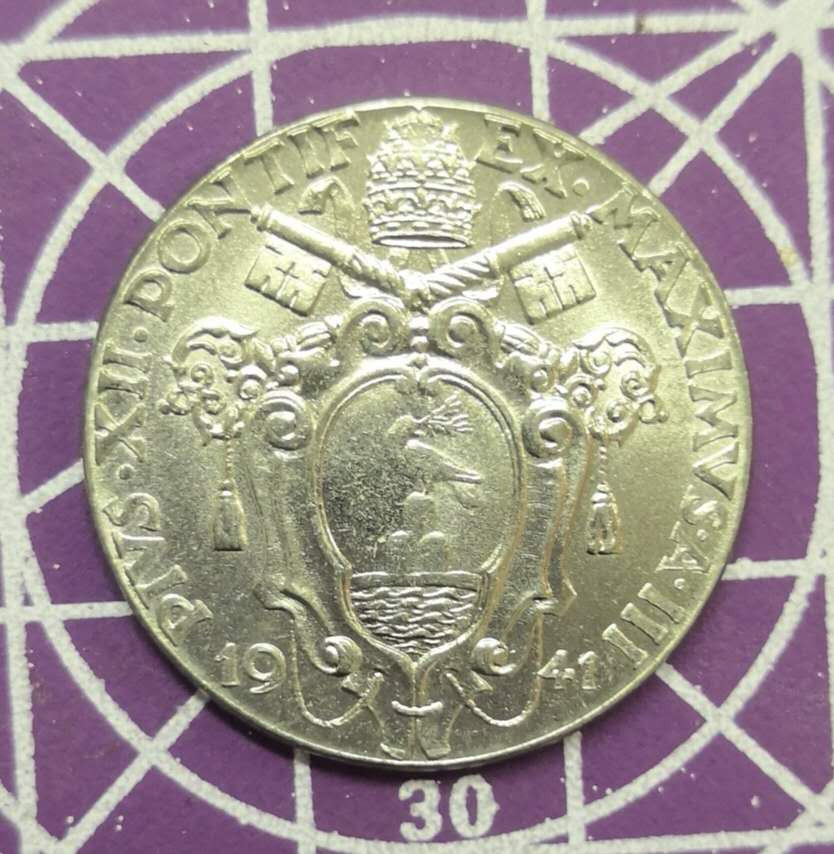 燕姐换藏第53场 1941年梵蒂冈镍币50分BU