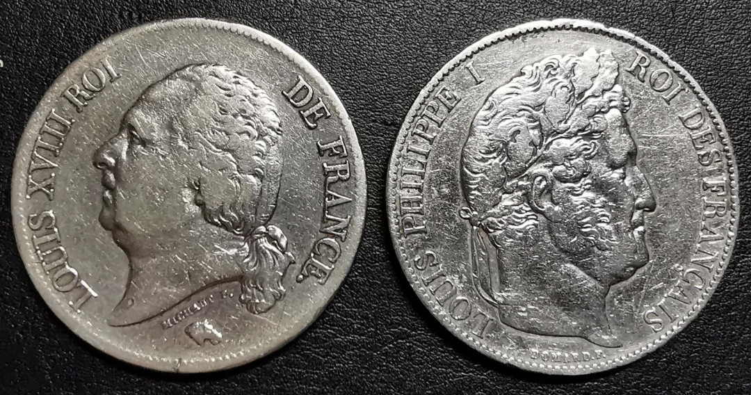 凡希社外币AI第三场 材料铺子 1824/1847法国5法郎一对