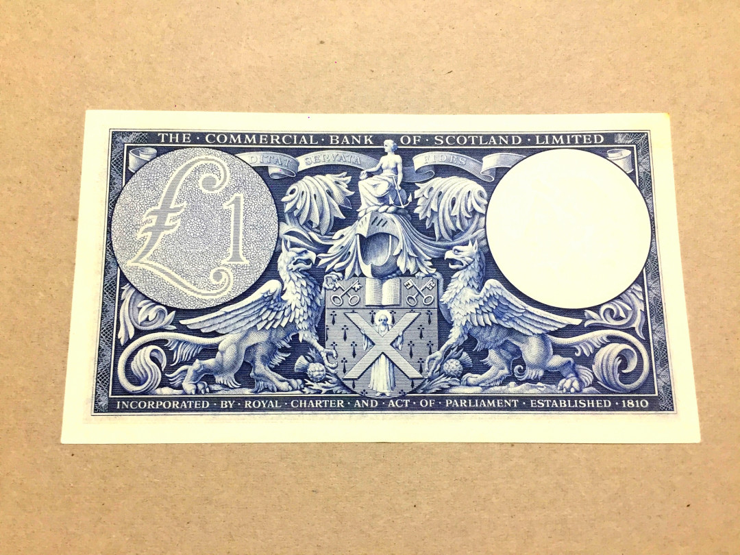 【收藏联盟】第144期拍卖——六一儿童节专场（共61拍） 苏格兰 1957年1镑 双面雕刻 非常漂亮 少见 AU品相 经典