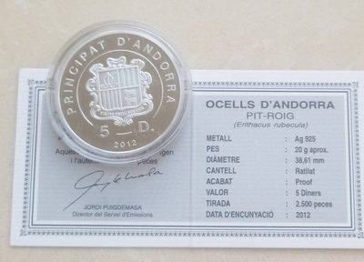 【随心拍&Getcoins】现代钱币第五十四期拍卖 安道尔2012年鸟类动物幻彩纪念银币