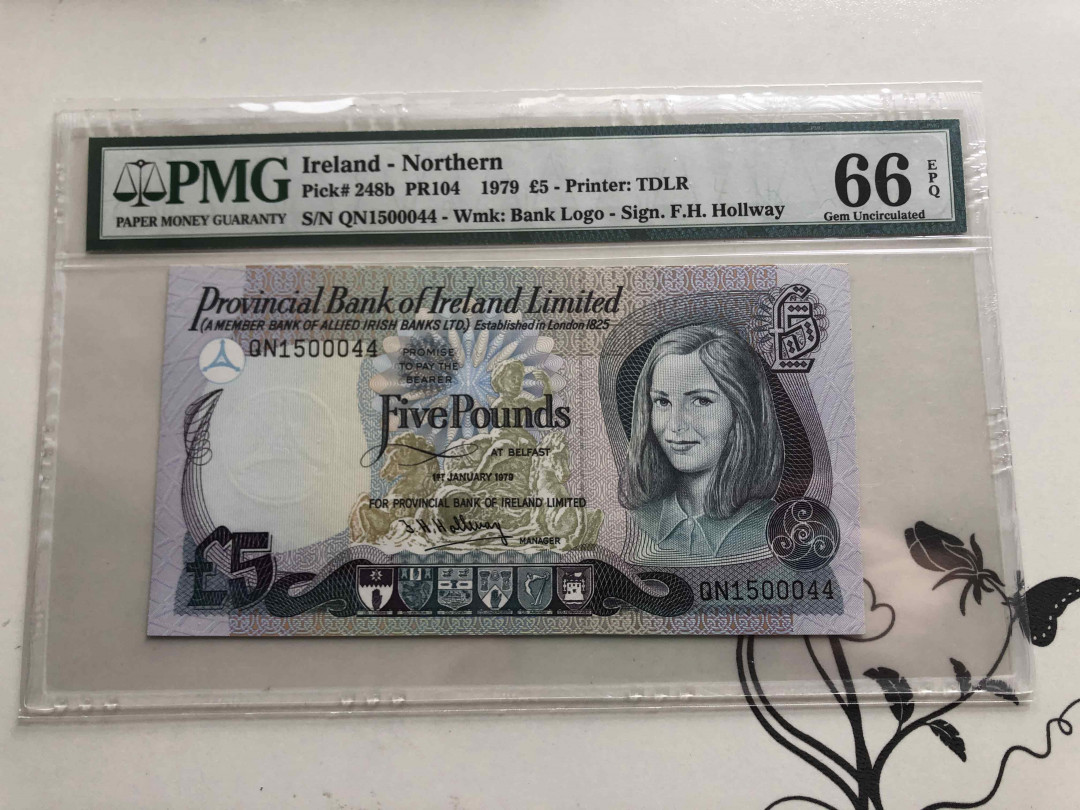 【收藏联盟】第144期拍卖——六一儿童节专场（共61拍） 北爱尔兰 1979年5镑  PMG66EPQ
