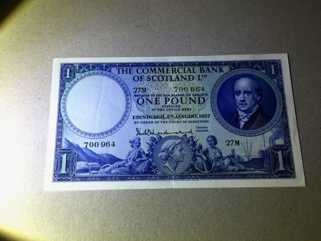 【收藏联盟】第144期拍卖——六一儿童节专场（共61拍） 苏格兰 1957年1镑 双面雕刻 非常漂亮 少见 AU品相 经典