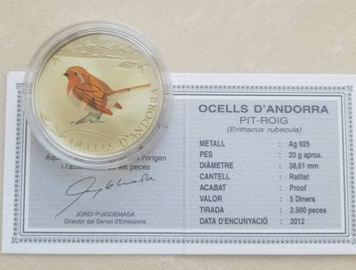 【随心拍&Getcoins】现代钱币第五十四期拍卖 安道尔2012年鸟类动物幻彩纪念银币