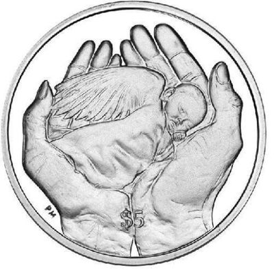 【随心拍&Getcoins】现代钱币第五十四期拍卖 【维京群岛】维京群岛2013年5元，“爱你一生(2013)手心里的天使宝贝”婴儿降临，精制纪念银币