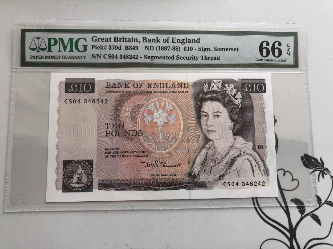 【收藏联盟】第144期拍卖——六一儿童节专场（共61拍） 英国1988-91年10 镑 PMG 66EPQ 