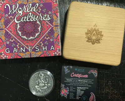 【随心拍&Getcoins】现代钱币第五十四期拍卖 喀麦隆2019年世界文化2象鼻神2盎司高浮雕镶嵌银币