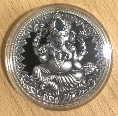 【随心拍&Getcoins】现代钱币第五十四期拍卖 喀麦隆2019年世界文化2象鼻神2盎司高浮雕镶嵌银币