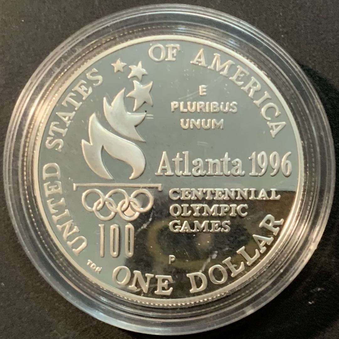 紫瑗钱币—微拍第72期  美国 1996年 亚特兰大奥运会 网球  1元  26.73克 0.9银 精制