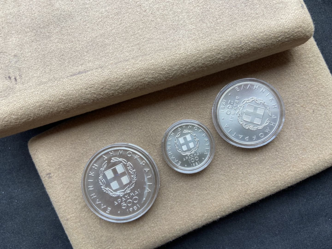 【币观天下】第110期钱币拍卖 【希腊】希腊泛欧运动会6枚银币【带2盒子】