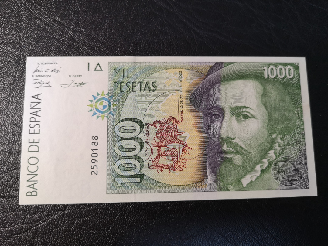 《外钞收藏家》第八十期拍卖 西班牙末版1000 全新绝品 人像雕刻极其精美