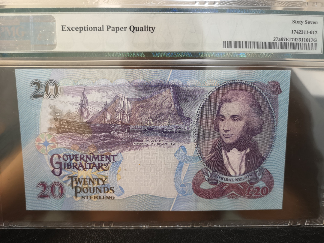 《外钞收藏家》第八十期拍卖 1995年直布罗陀20镑 AA冠20镑 pmg67