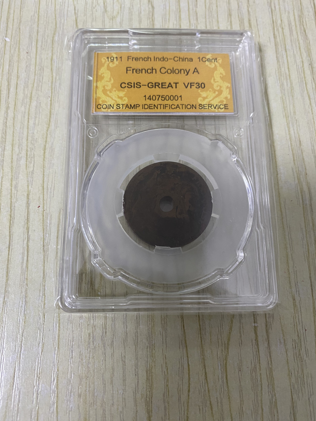CSIS-GREAT评级精品钱币拍卖第四十期 法属印支 百分之一 CSIS VF30