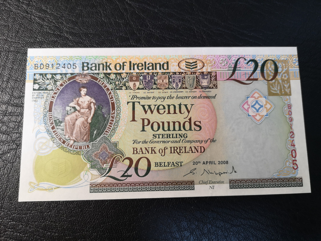 《外钞收藏家》第八十期拍卖 2008年北爱尔兰20镑  全新unc