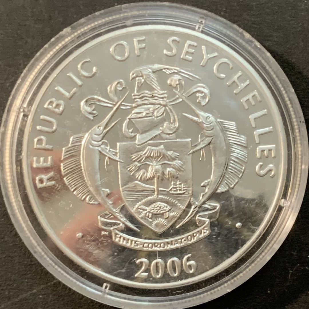 紫瑗钱币—微拍第73期  塞舌尔 2006年 德国世界杯 25卢比 28.28克 0.925银 精制