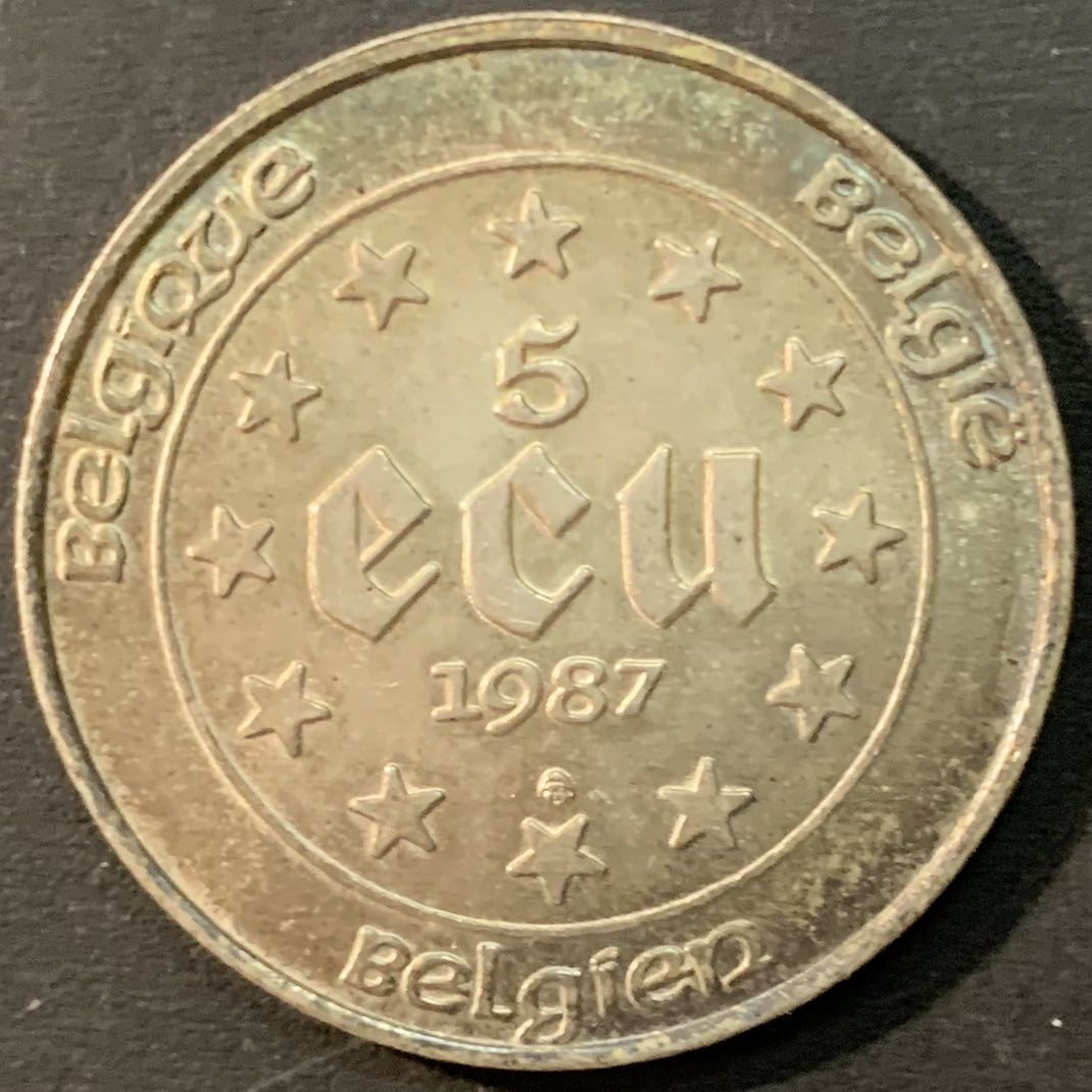 紫瑗钱币—微拍第73期  比利时 1987年 罗马条约30周年 5埃局 22.85克 0.833银