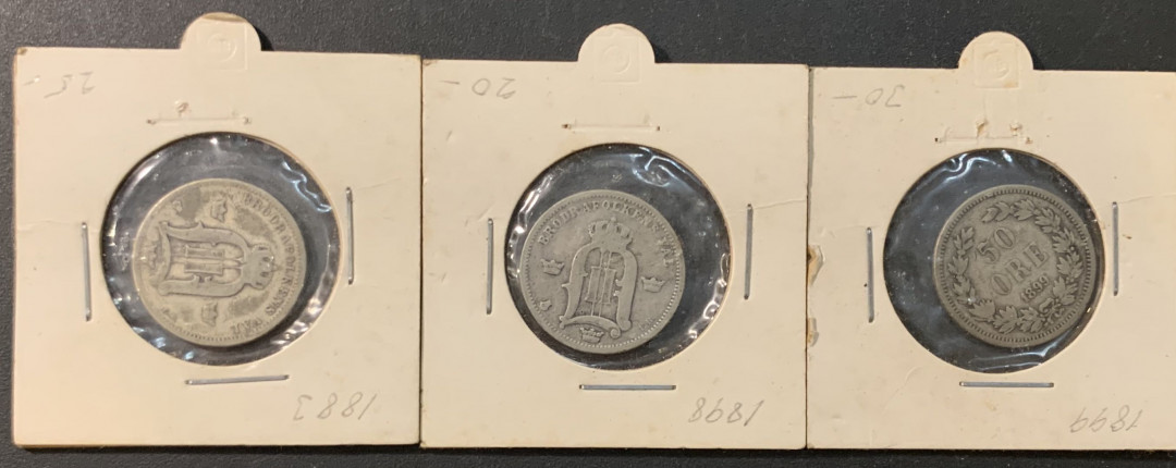 紫瑗钱币—微拍第73期  瑞典 奥斯卡二世 50欧尔 银币 3枚