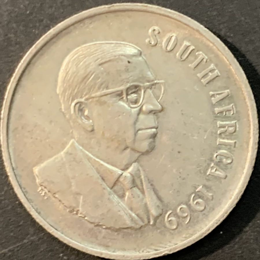 紫瑗钱币—微拍第73期  南非 1969年  维沃尔德 1兰特 15克 0.8银