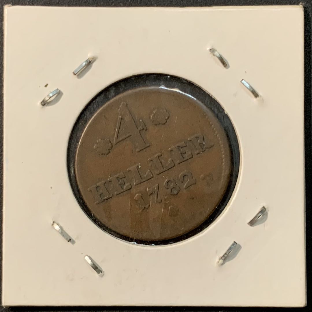 紫瑗钱币—微拍第73期  德国 黑森 卡塞尔 1782 4赫勒 大铜币