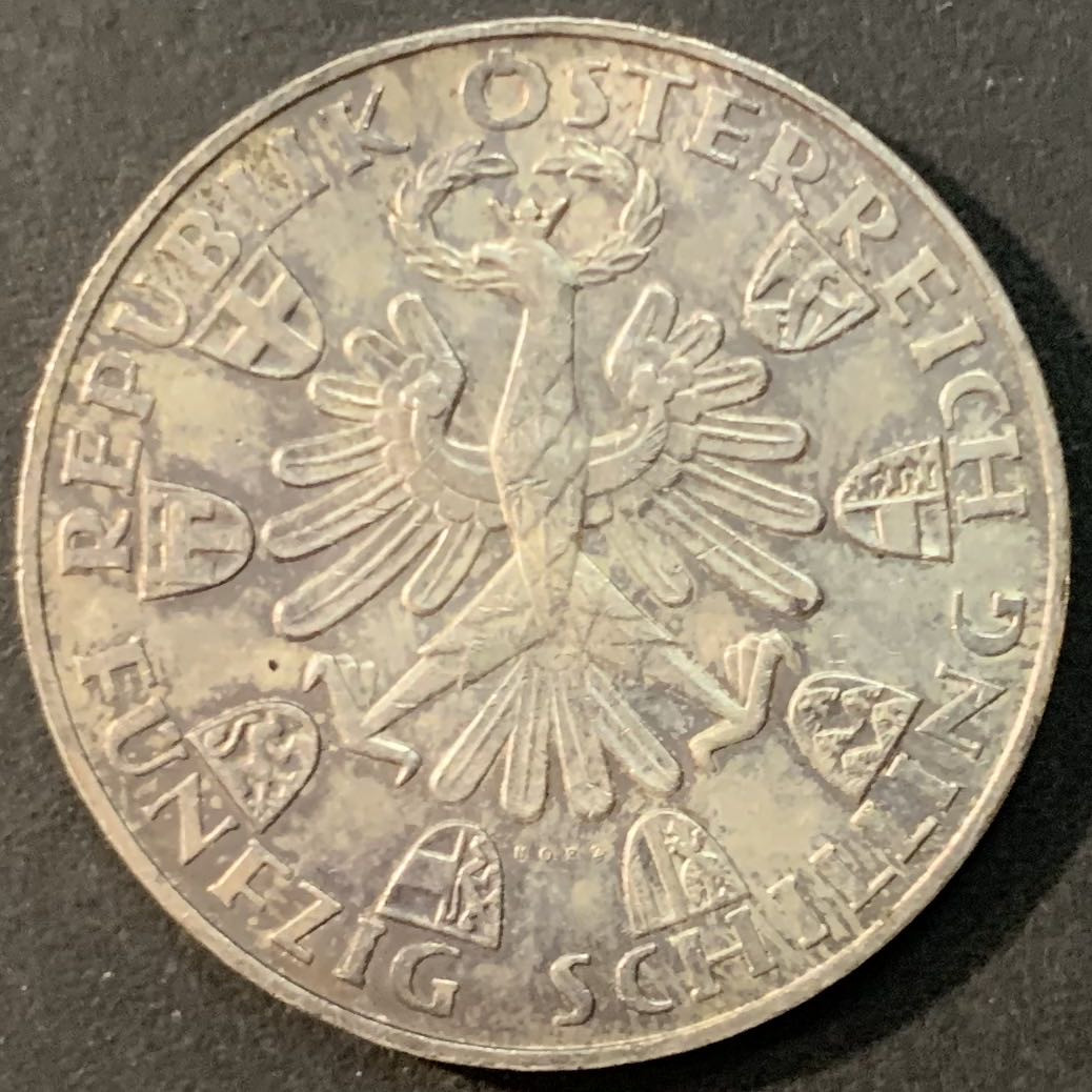 紫瑗钱币—微拍第73期  奥地利 1959年 蒂罗尔解放150周年 50先令 20克 0.9银