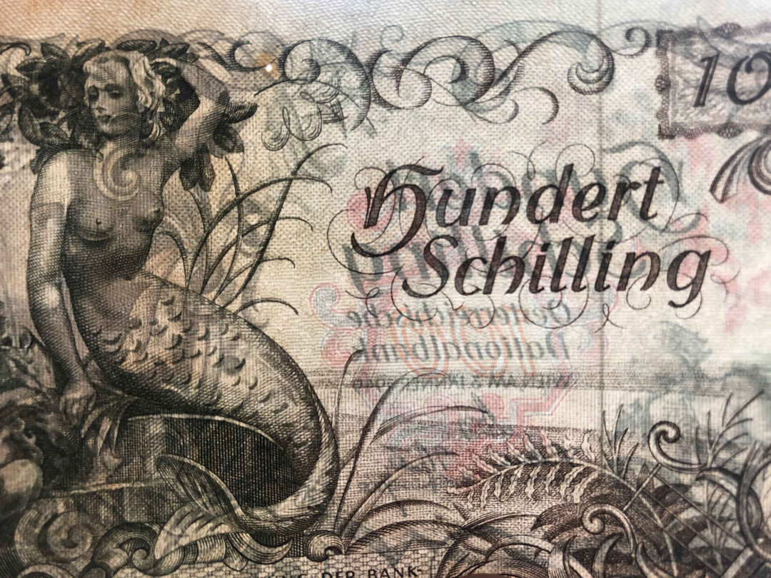 【收藏联盟】第145期拍卖——慧眼识珠（共50拍） 奥地利 1949年100先令UNC—(针孔、黄) 经典美人鱼