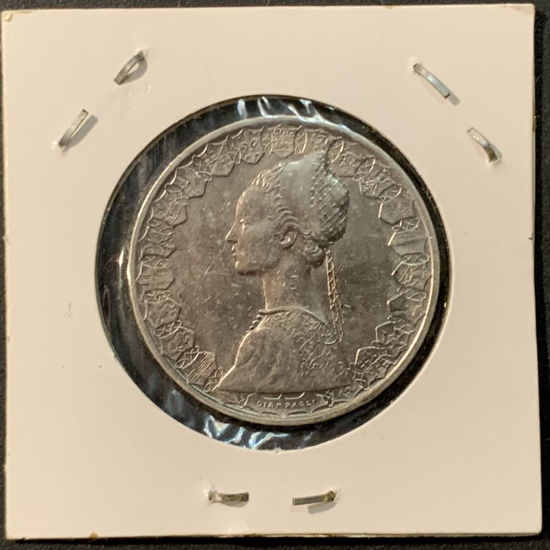 紫瑗钱币—微拍第73期  意大利 1966年 少女 500里拉 11克 0.835银