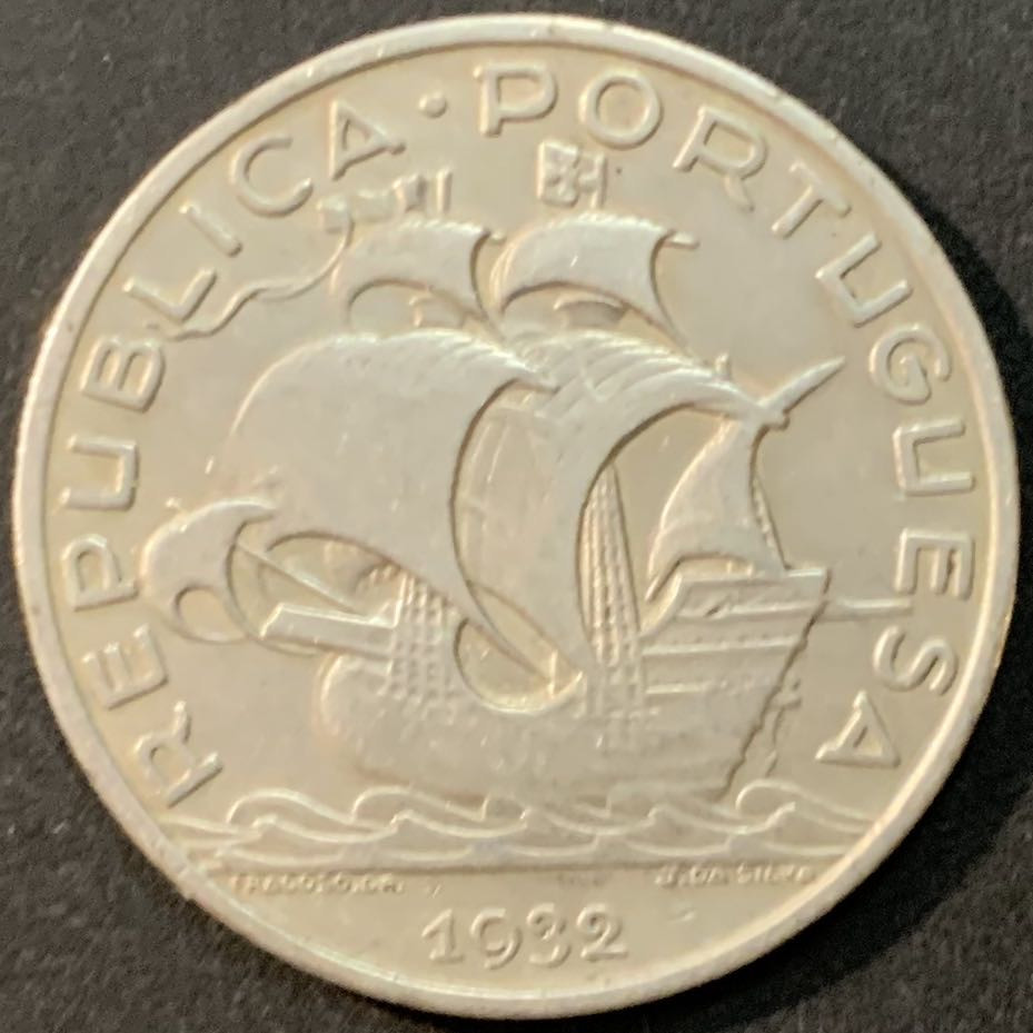 紫瑗钱币—微拍第73期  葡萄牙 1932年 海盗船 10埃斯库多 12.5克 0.835银