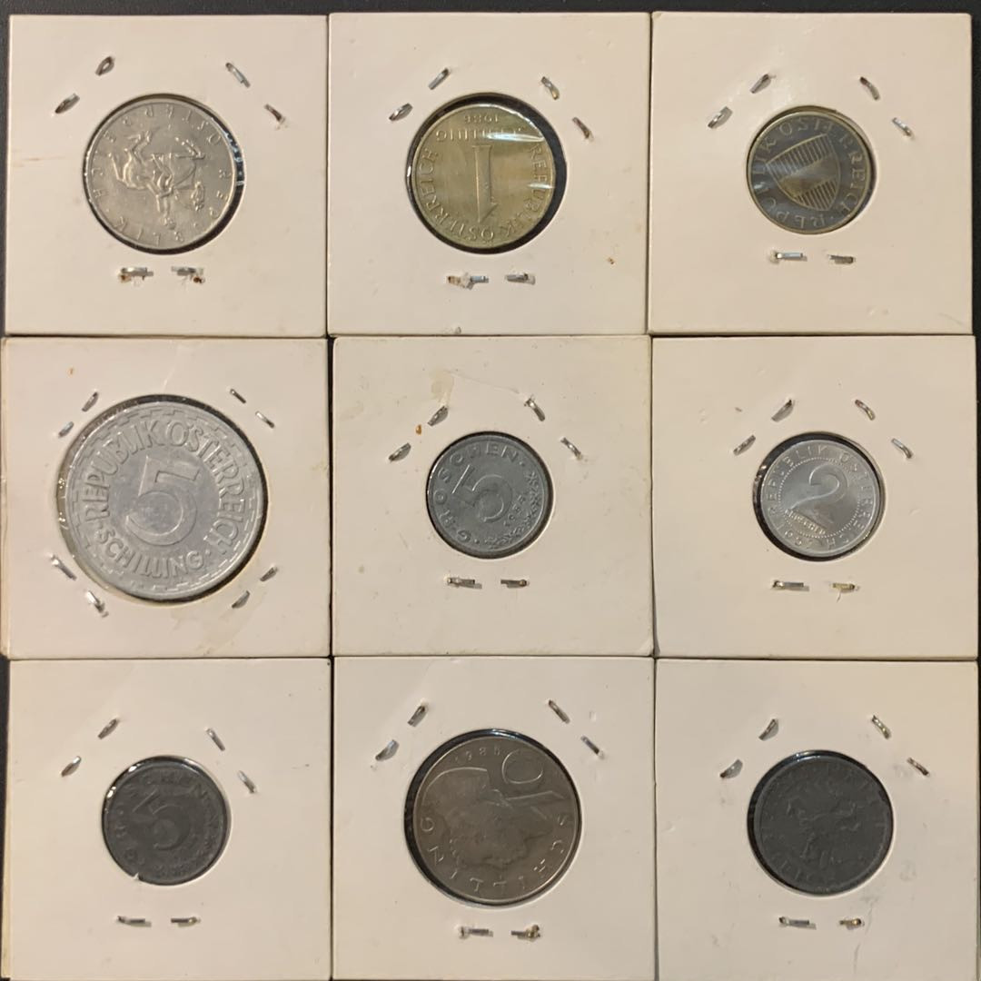紫瑗钱币—微拍第73期  奥地利散币一组 9枚 不重复