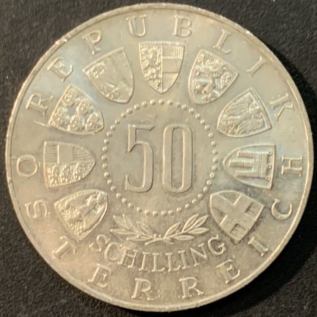 紫瑗钱币—微拍第73期  奥地利 1964年 因斯布鲁克冬奥会 50先令 20克 0.9银