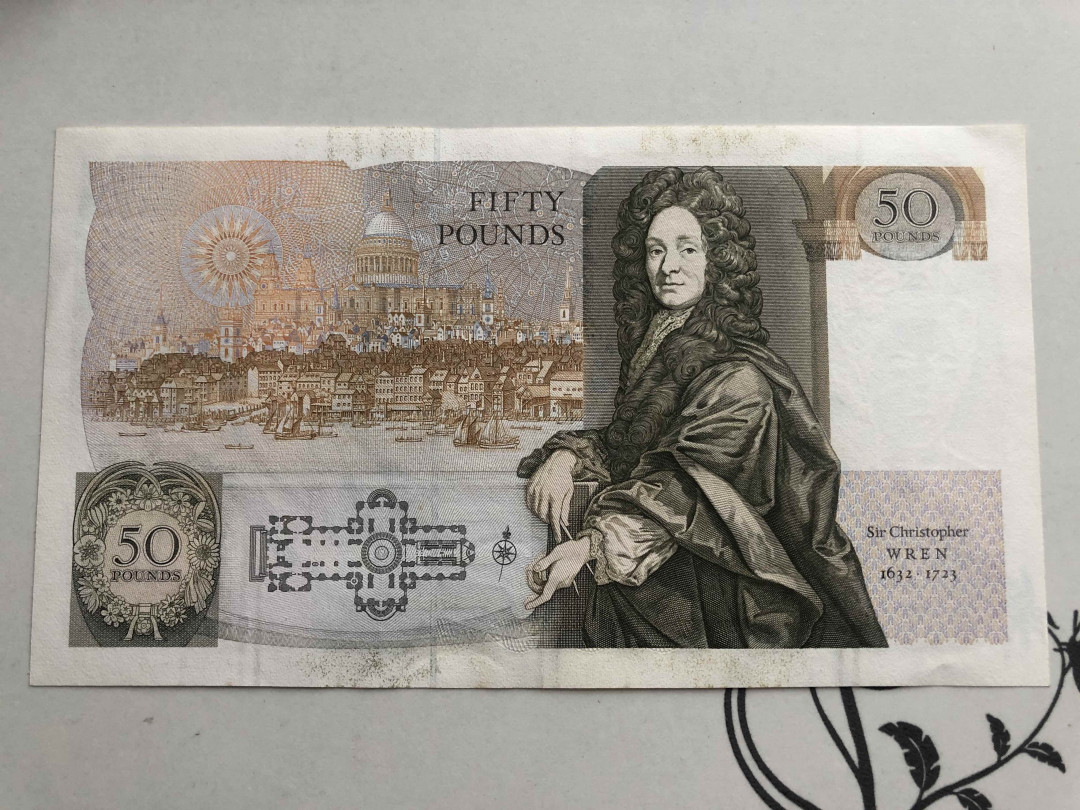 【收藏联盟】第145期拍卖——慧眼识珠（共50拍） 英国 D序列50镑 Gill签名 UNC- （黄斑和脱墨）