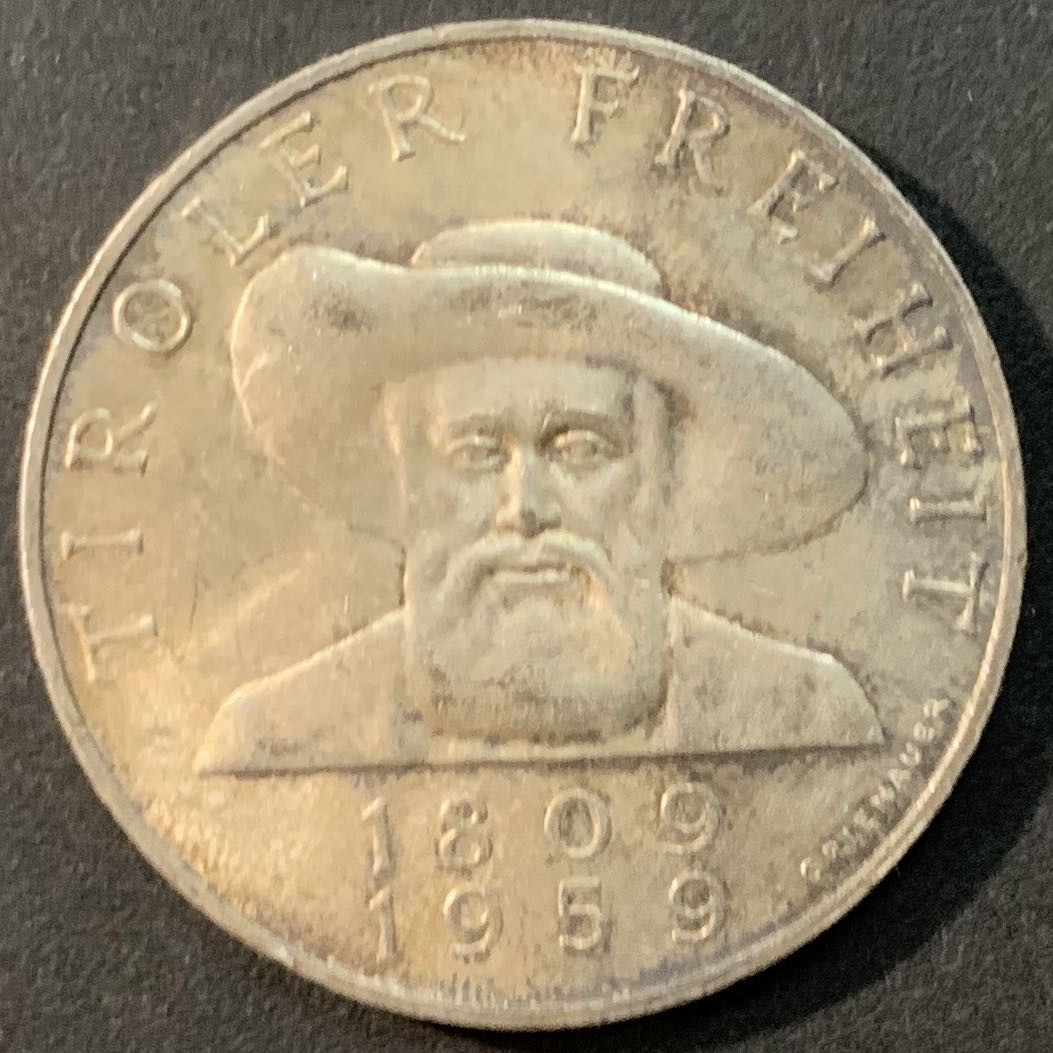 紫瑗钱币—微拍第73期  奥地利 1959年 蒂罗尔解放150周年 50先令 20克 0.9银