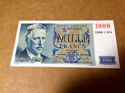 【收藏联盟】第145期拍卖——慧眼识珠（共50拍） - 比利时 1950年 1000法郎 p131 UNC 法属风经典船长 精美