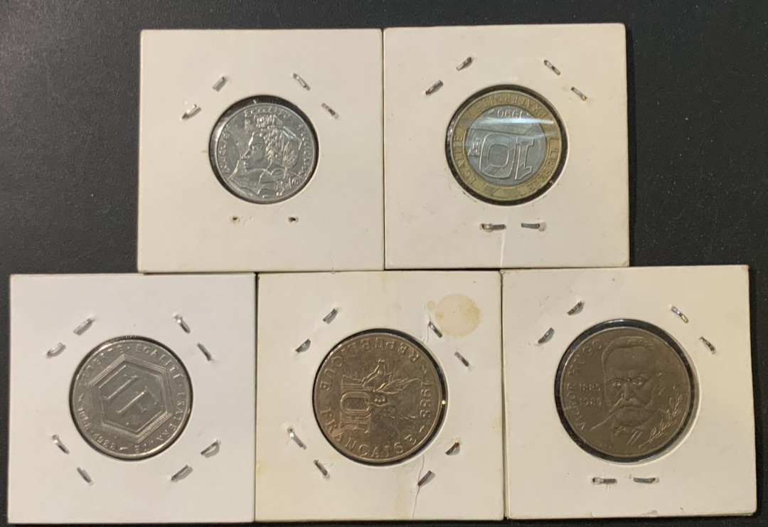 紫瑗钱币—微拍第73期  法国 纪念币 一组 5枚 各不同