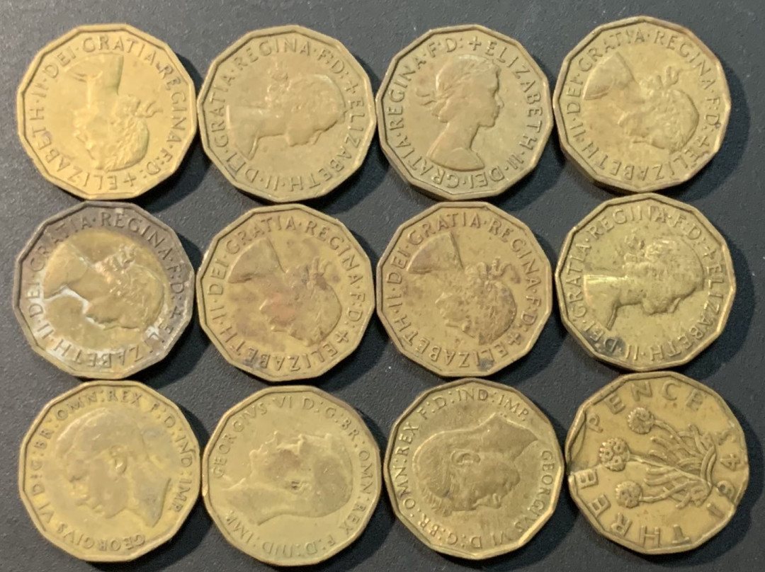 紫瑗钱币—微拍第73期  英国 3便士 铜币 一组12枚