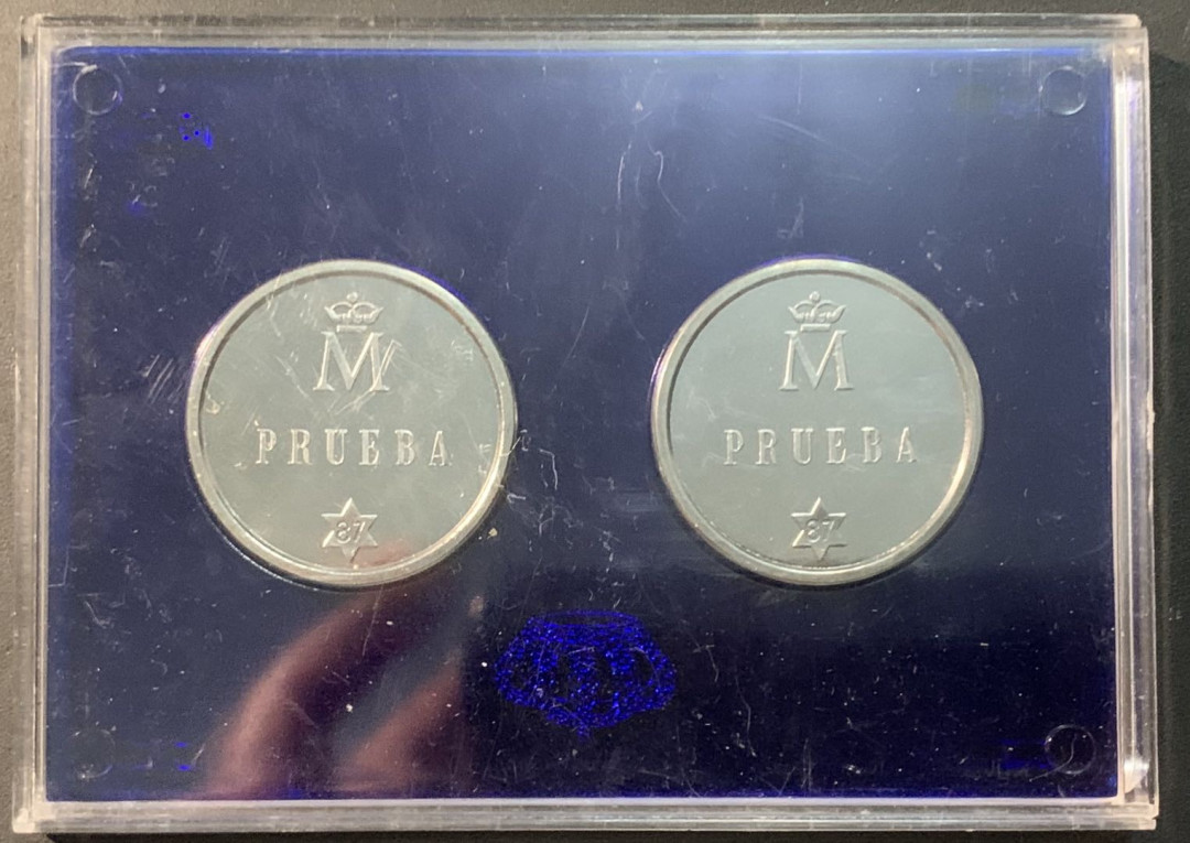 紫瑗钱币—微拍第73期  西班牙 1987年 500比塞塔 样币 2枚一套 原厂盒