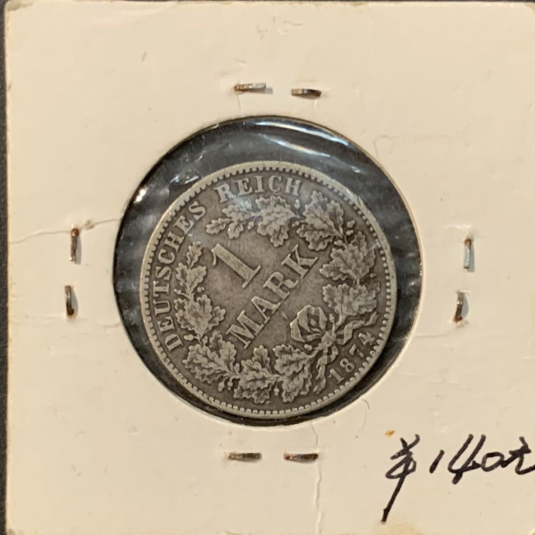 紫瑗钱币—微拍第73期  德国 1874年  短翅  1马克 5.5克 0.9银